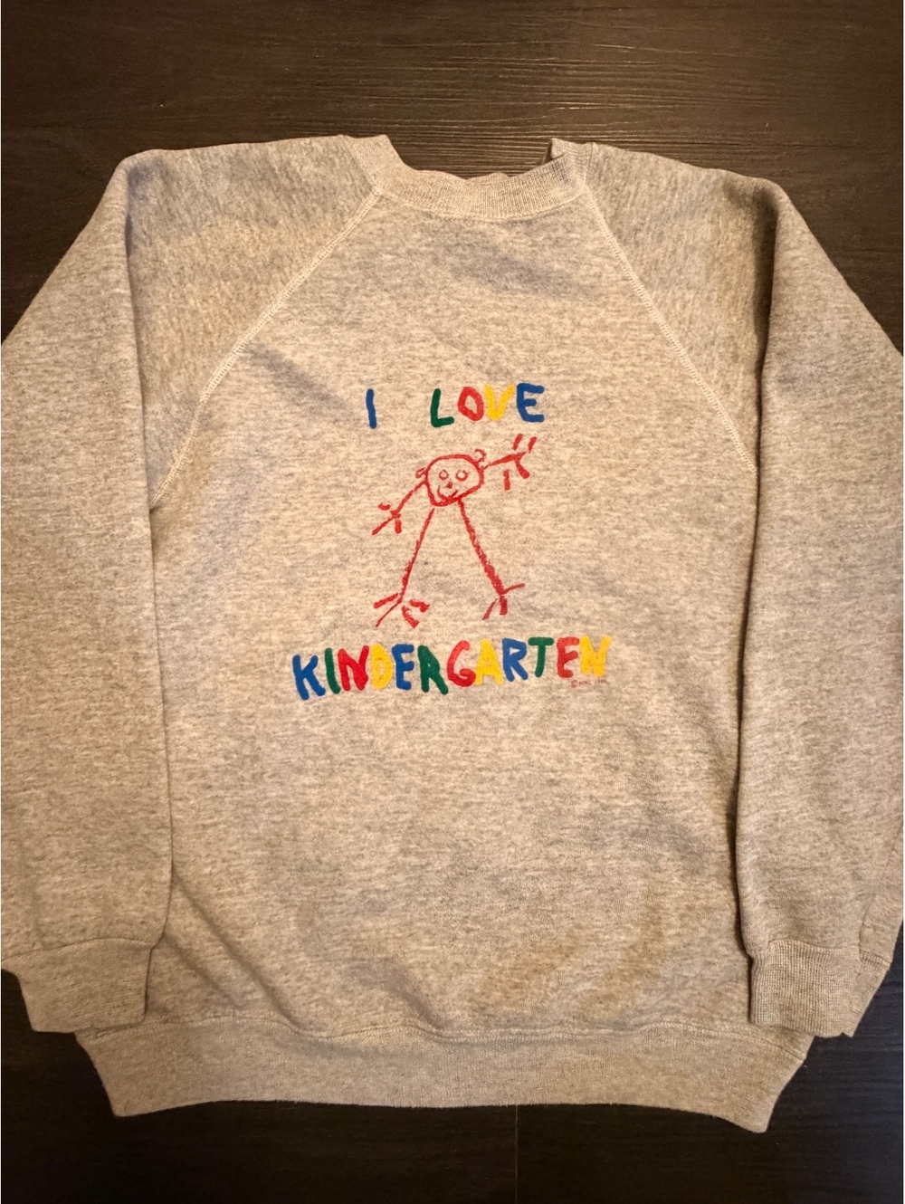 Vtg 1984 Hanes I Love Kindergarten Sweatshirt L